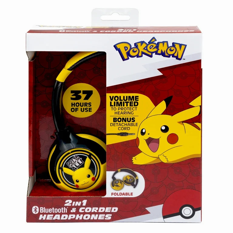 Ekids, Pok\u00e9mon, Bluetooth Headphones with Cord, Children Ages 6 Years and Up, Over-Ear Headp... | Walmart (US)