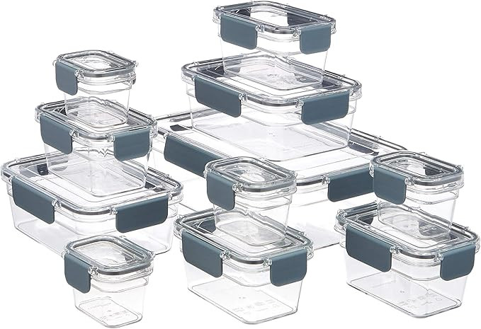 Amazon Basics Tritan Plastic Food Storage Containers with Airtight Locking Lids, 11 Containers, C... | Amazon (US)