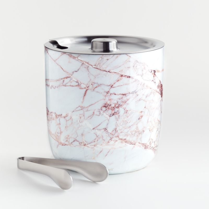 S'well Calacatta Gold Ice Bucket and Tongs | Crate and Barrel | Crate & Barrel