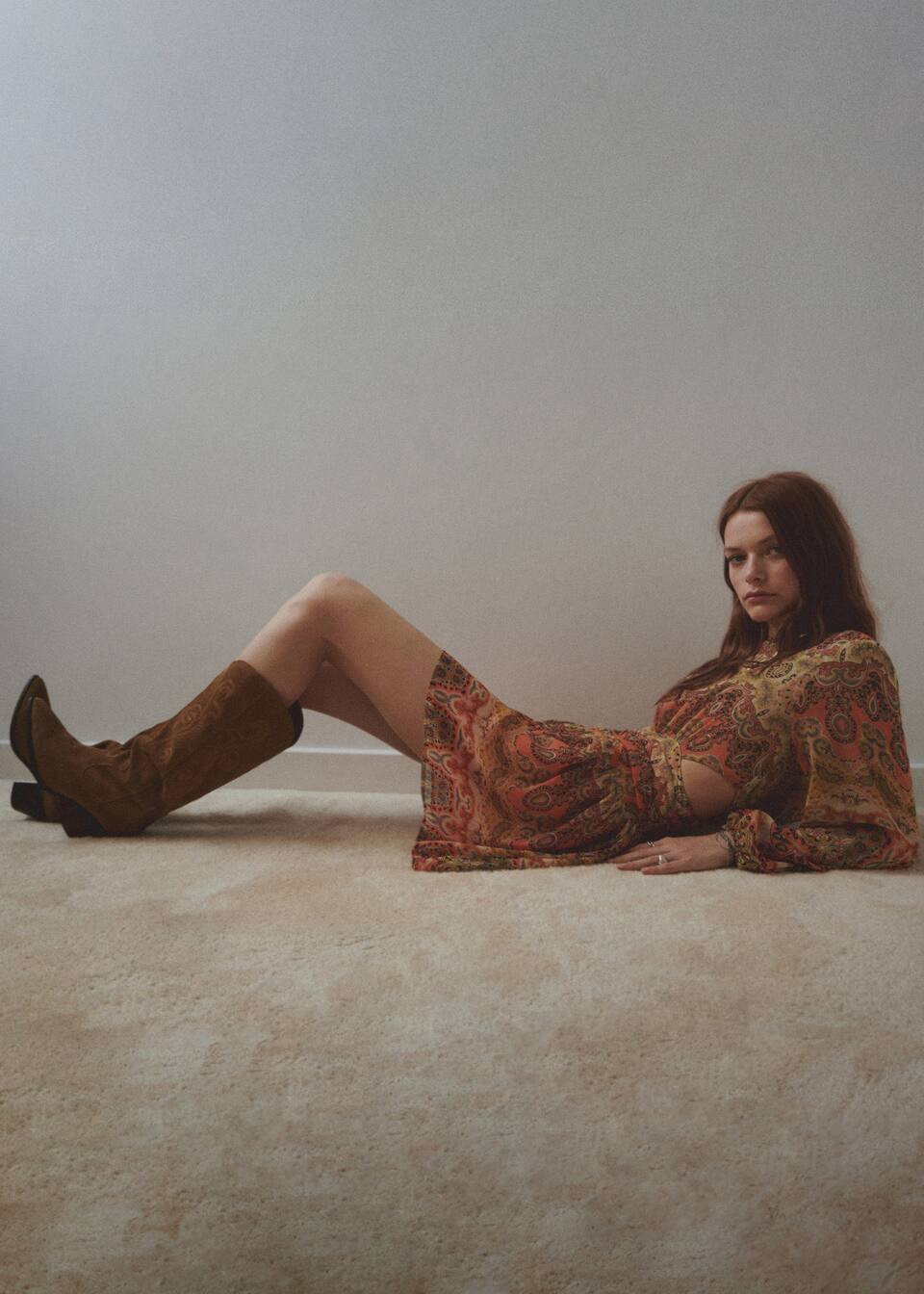 Suede cowboy boots -  Women | Mango USA | MANGO (US)