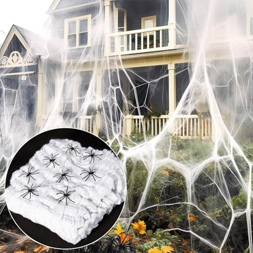 MAQIHAN 950 sqft Spider Webs Halloween-Decorations Halloween Spider Web Cobwebs Halloween Decorations Spider Web Decor with 40 Fake Spiders Super Stretch Cobwebs for Halloween Decor Outdoor | Amazon (US)