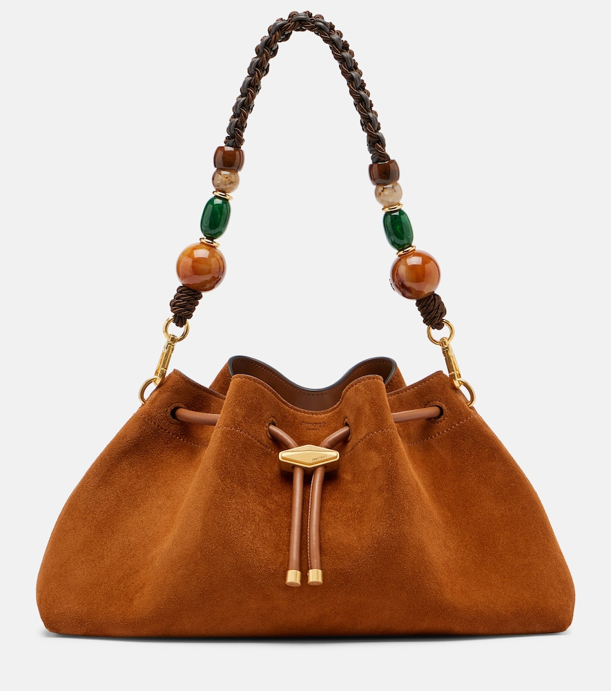 Jimmy Choo Cinch Medium beaded suede bucket bag | Mytheresa (US/CA)