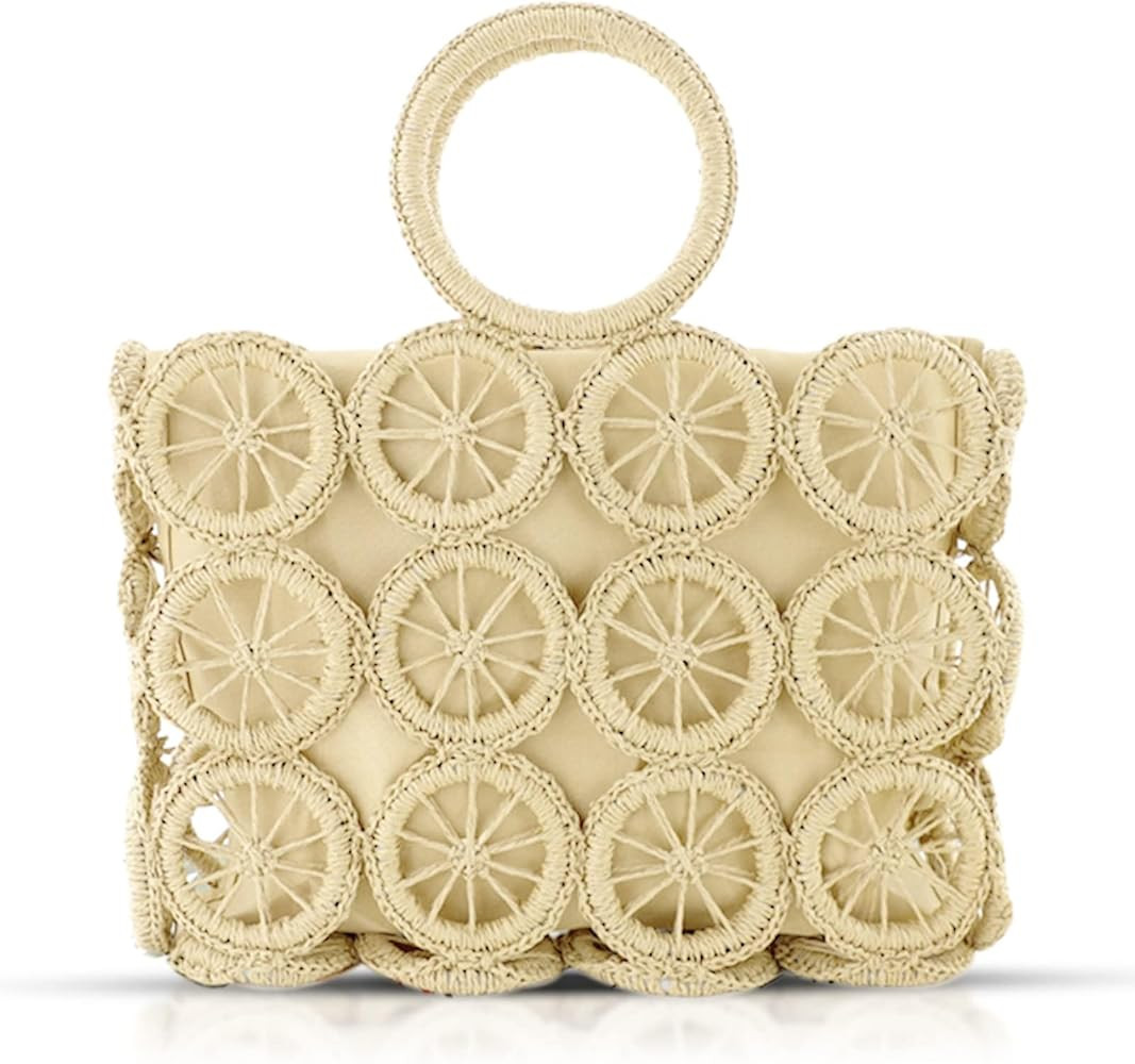 Straw Bag, Beach Bag for Women, Square hollow handbag With removable lining, Bohemian Hand-Woven ... | Amazon (US)