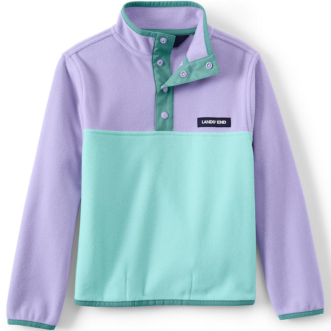 Kids Heritage Fleece Snap Neck Pullover | Lands' End (US)