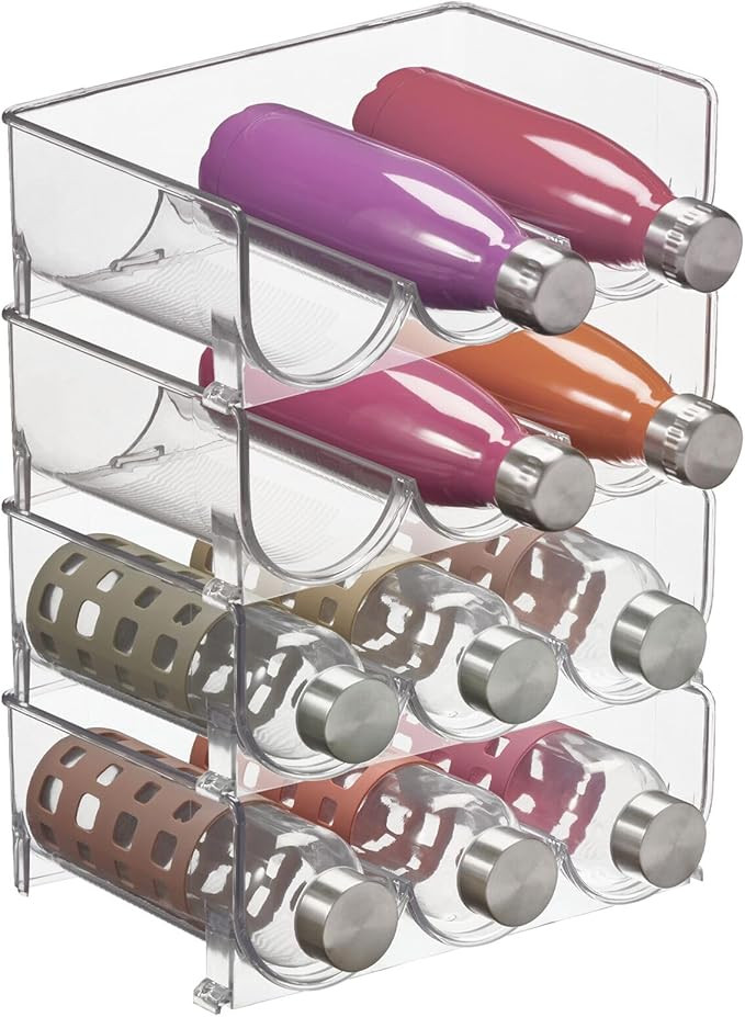 mDesign Plastic Free-Standing Stackable 3 Bottle Storage Holder Rack - Water, Wine, and Drink Org... | Amazon (US)