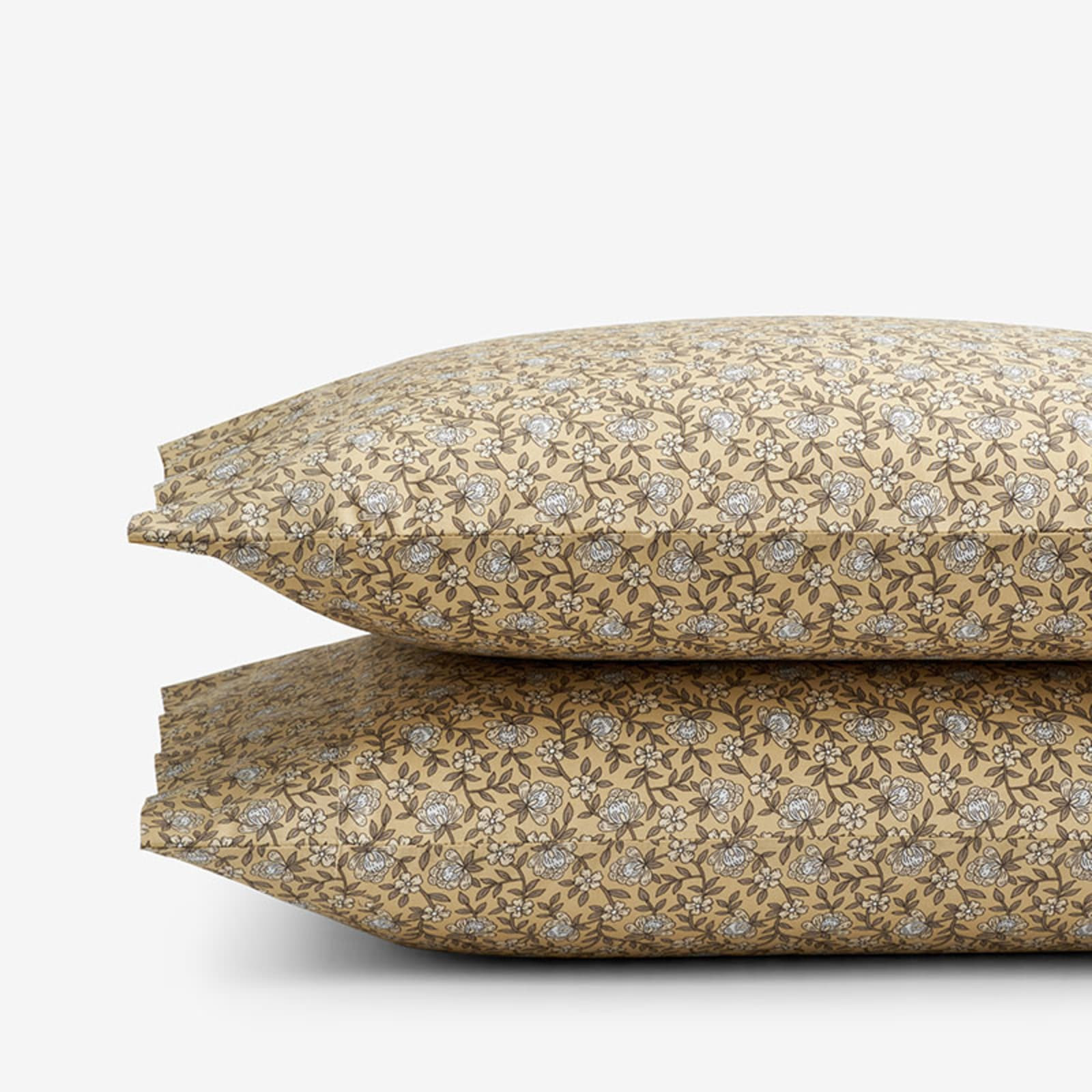 Mini Floral Vine Classic Cool Percale Pillowcases - Ochre, Standard | The Company Store