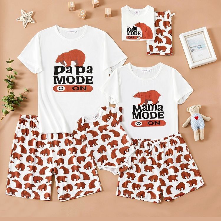 Bear and Letter Print Family Matching Pajamas (Flame Resistant) | PatPat