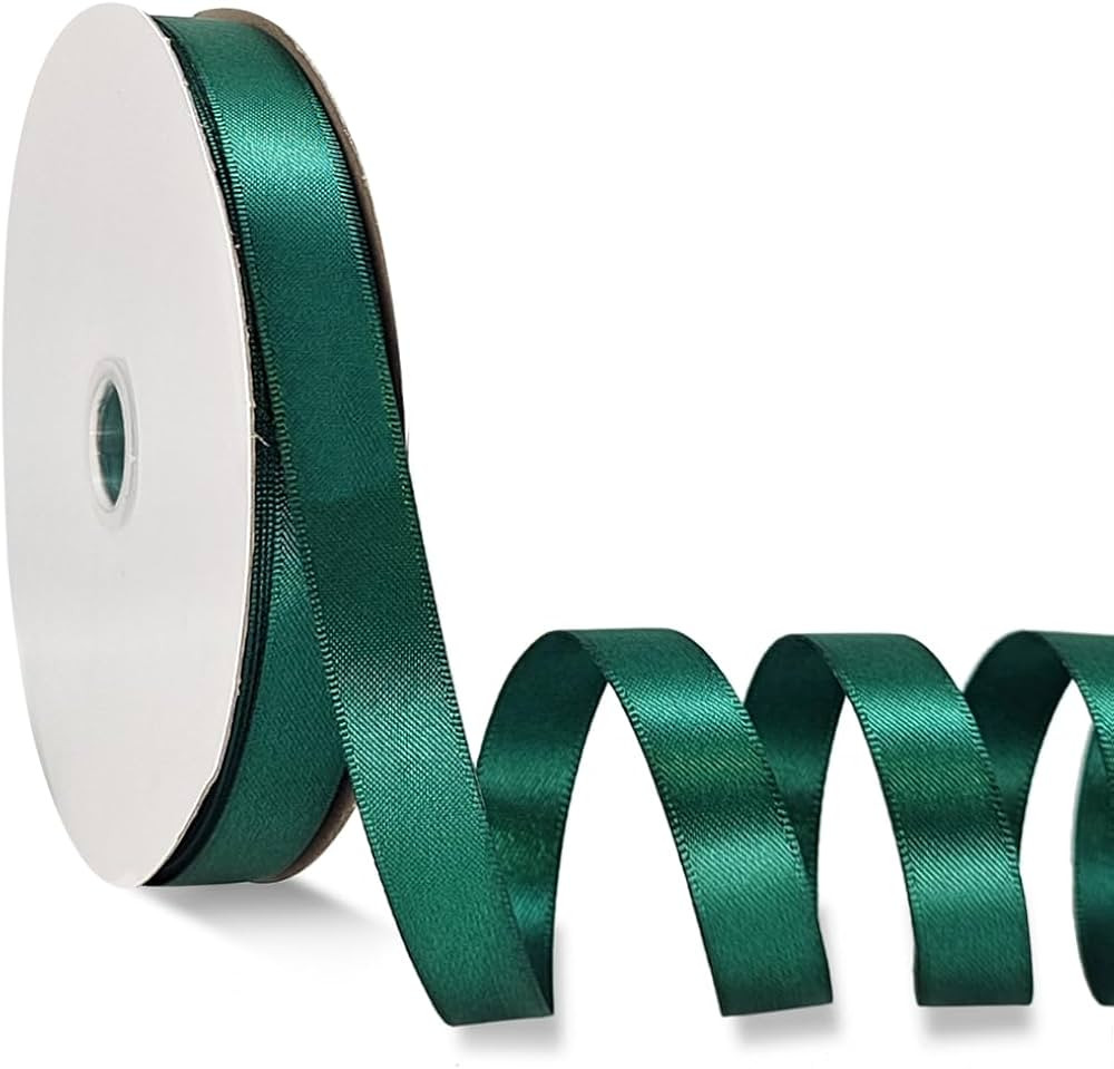 Dark Green Satin Ribbon Double Faced Satin 1/2 inch x 55 Yards Polyester Ribbon for Gift Wrapping... | Amazon (US)