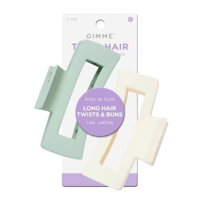 Gimme Beauty Thick Rectangle Claw Clip - Green/Sand - 2pc | Target
