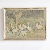 Ducks Nursery Print Vintage Farmhouse Sketch-style Wall Art | Etsy (US)