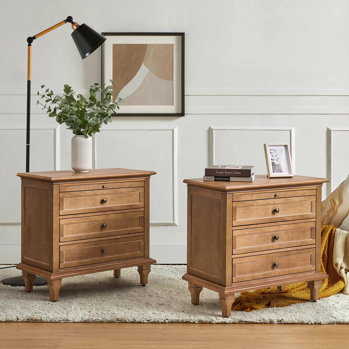 Lark Manor\u2122 Arthelia Traditional 28.37''W 3-Drawer Nightstand with Charging Station and Pull... | Wayfair North America