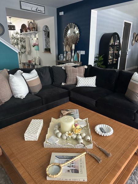 Living room, coffee table views I love Serena and Lilly their pieces have texture and usually always find pieces I love #coastal #bohemiandecor #coffeetable #rattantable #sectional #pillows #pillowcovers #serenaandlilly 

#LTKHome #LTKSeasonal #LTKStyleTip