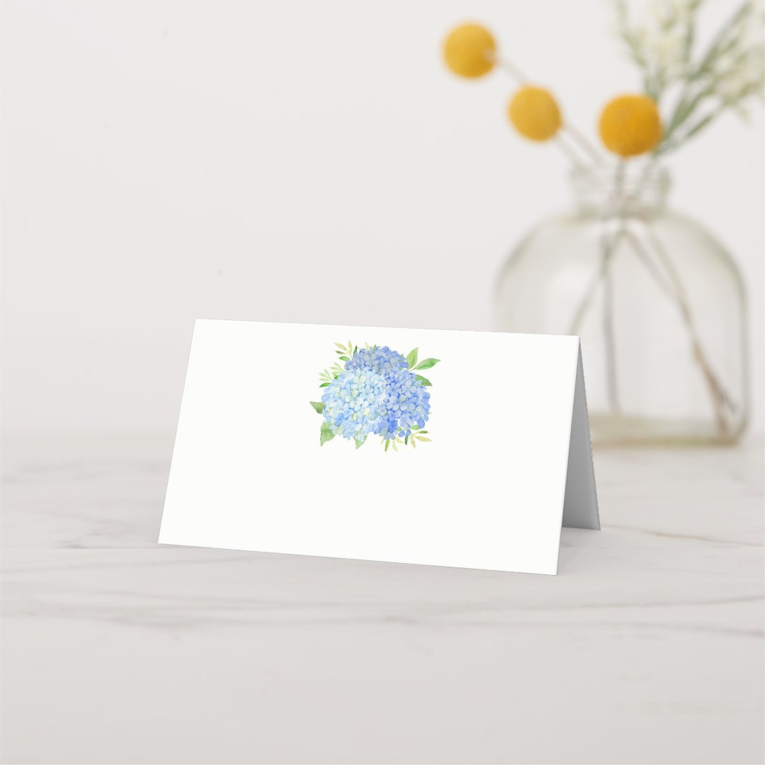 Blue Hydrangea Watercolor Floral Wedding Place Card | Zazzle | Zazzle