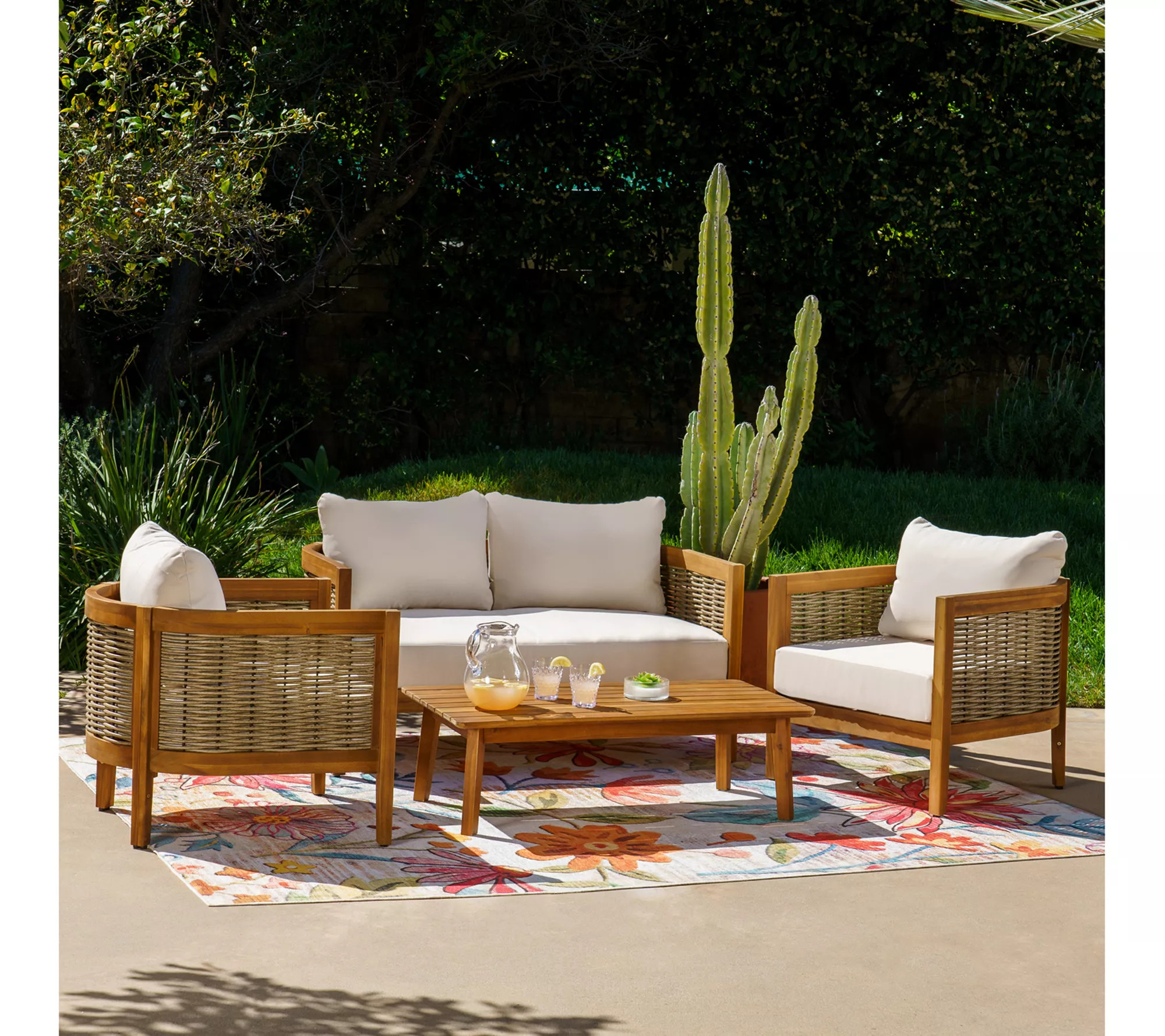 Make Your Selection: Linon Home Chaddsley Outdoor 4PC Set 2 Chair Loveseat Table | QVC