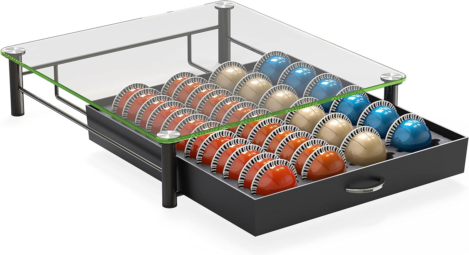 DecoBrothers Crystal Tempered Glass Vertuo Pod Holder Drawer, 24 Large or 48 Small Nespresso Caps... | Amazon (US)