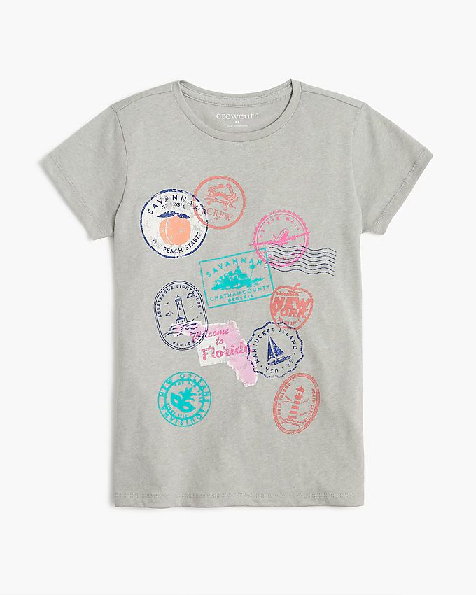 Girls' travel stamps graphic tee | J.Crew Factory