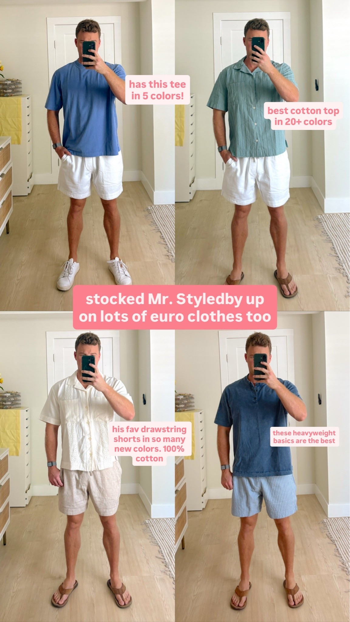 Abercrombie European summer outfits for him! styles my bf loves and wears that are all cotton and linen. Wearing a large in everything 🇮🇹