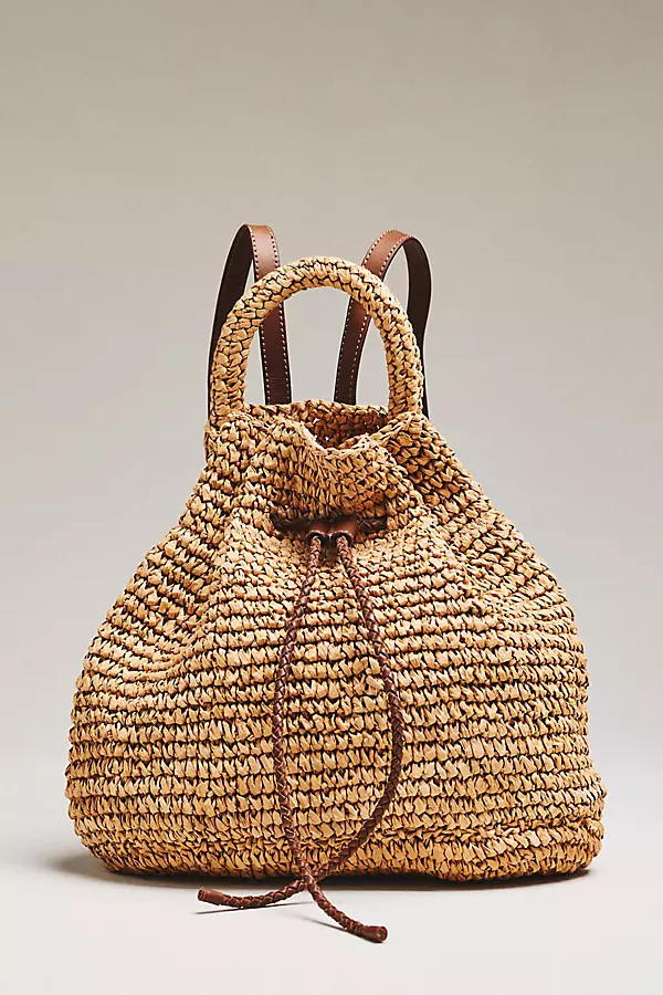 Faherty Raffia Drawstring Backpack | Anthropologie (US)