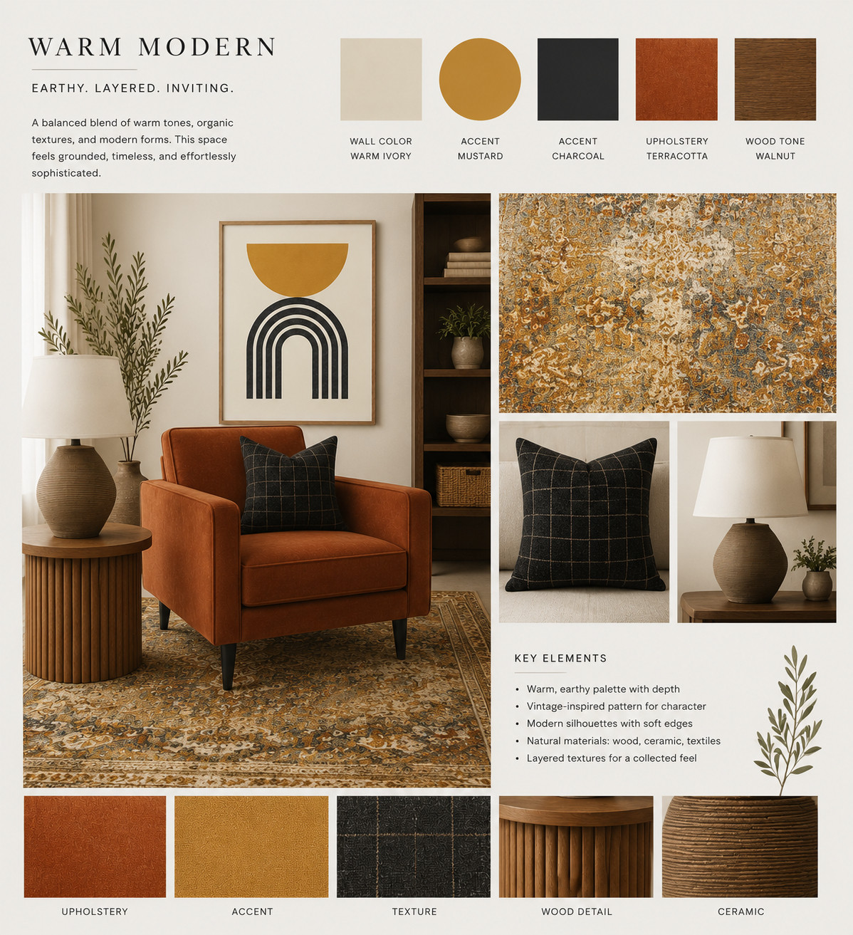 Transform your space with warm modern vibes 🌿✨ From cozy terracotta armchairs to layered textures and earthy tones — shop the look and elevate your home 

effortlessly! #HomeInspo #InteriorDesign #MoodBoardMagic #LTKHome 

 #LTKMothersDay #LTKHome #LTKSaleAlert
