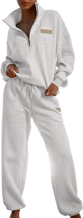 Herseas Women 2 Piece Outfits Sweatsuit Lounge Set Half Zip Pullover with Jogger | Amazon (US)