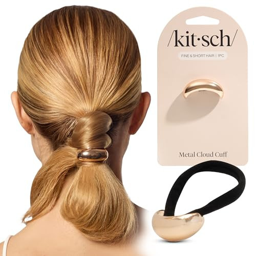 Kitsch Gold Hair Cuffs – Metal Ponytail Cuff for Women – Durable, Elegant Holder for Ponytails, Braids & Updos – Gold Hair Accessory – Small, 1pc | Amazon (US)