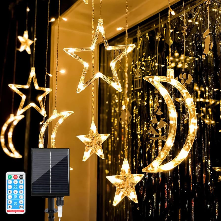 Techip Solar String Lights Outdoor 138LED Solar Powered Curtain Lights Window Lights Solar Star M... | Amazon (US)