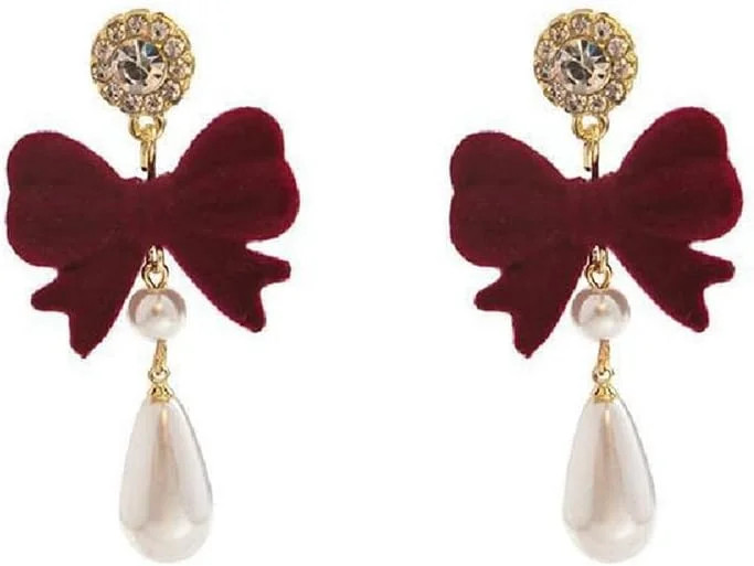 Pearl Bow Professional Women Dangle Earrings Handmade Bohemian Dangling Holiday Wedding Party Cos... | Walmart (US)