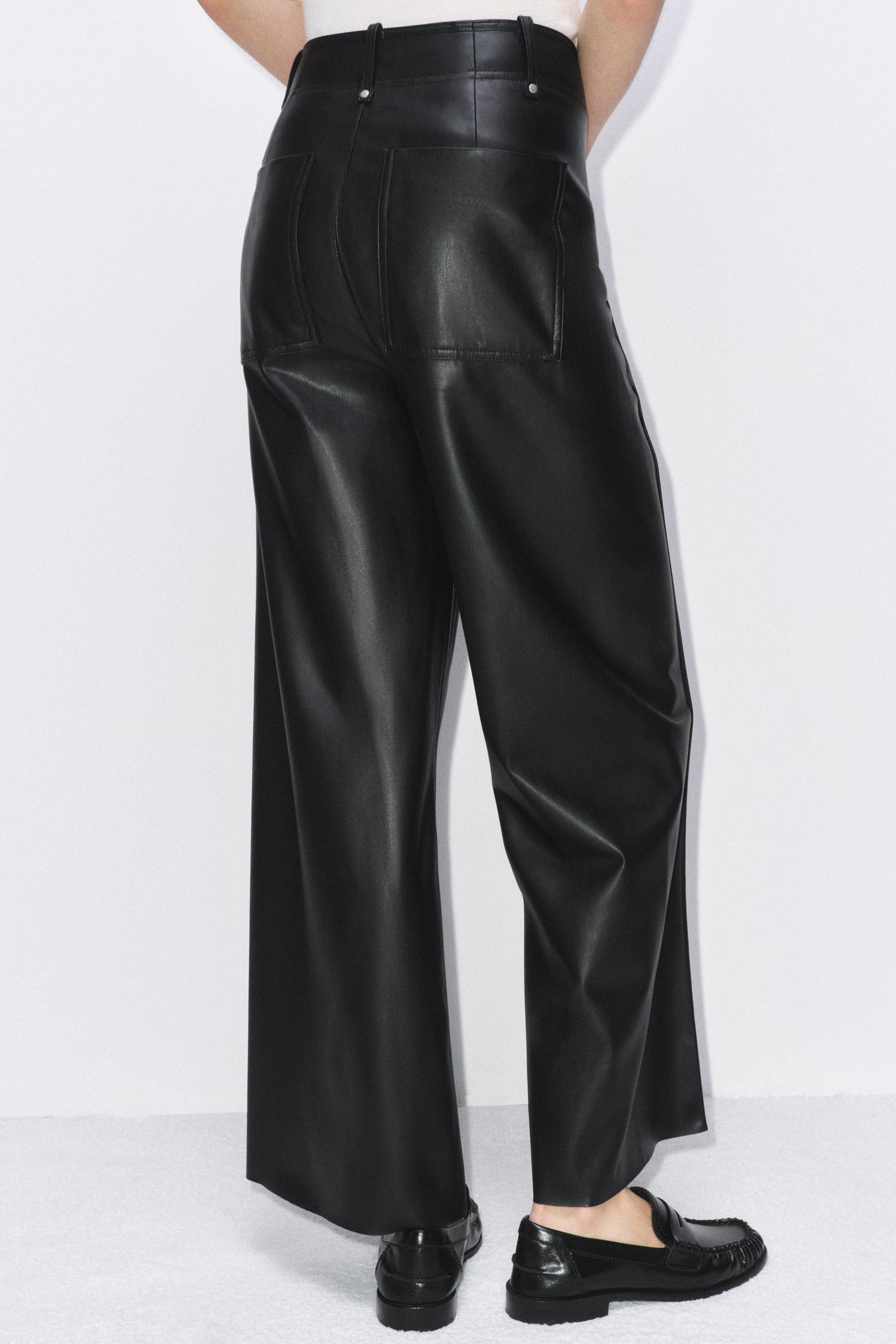 ZW COLLECTION FAUX LEATHER TAILORED WIDE LEG PANTS | Zara US