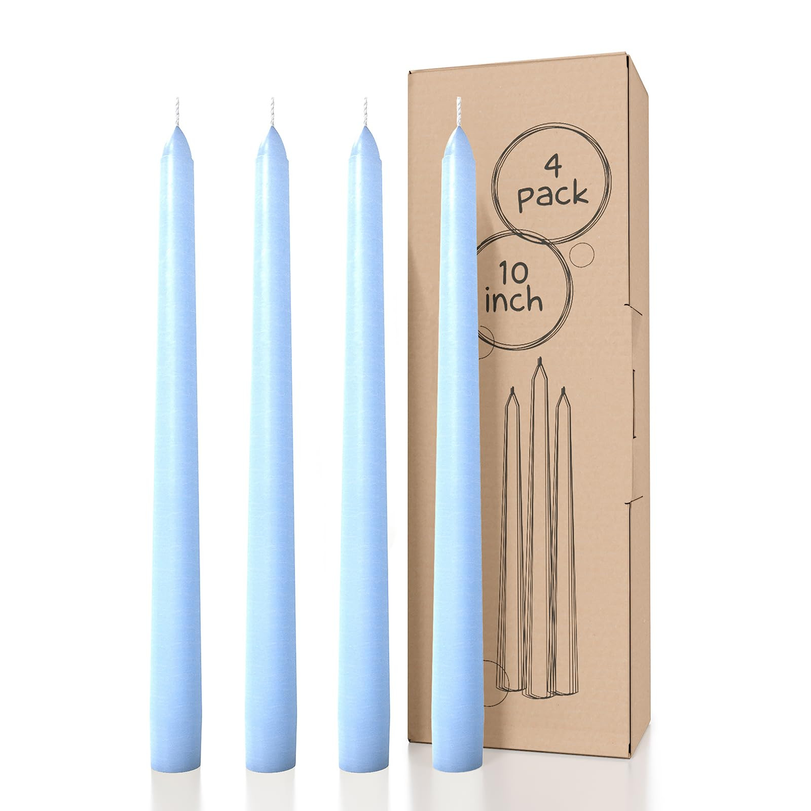 CANDWAX 10 inch Taper Candles - Set of 4 Dripless Unscented Candlesticks - Perfect for Dinner and... | Amazon (US)