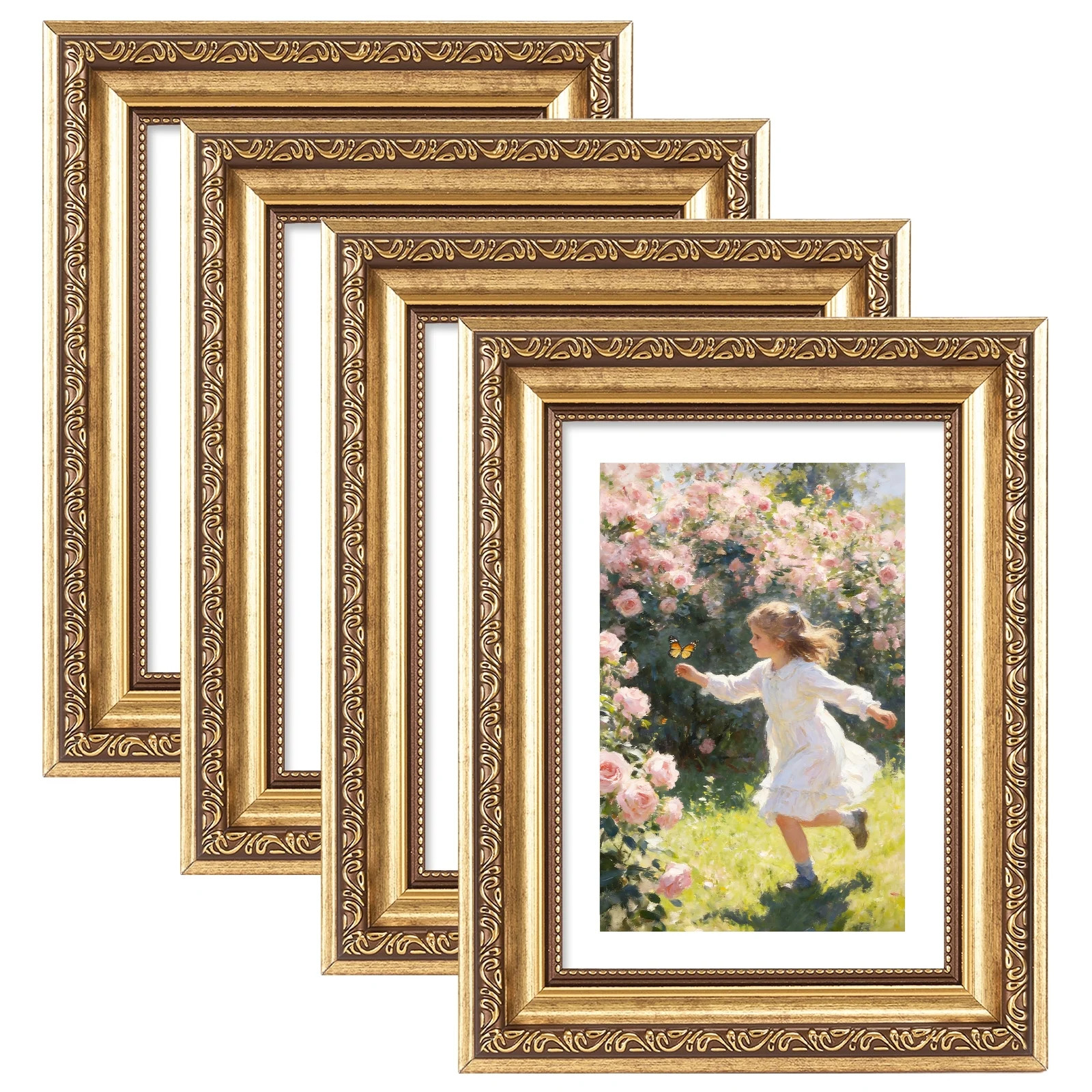 Vintage 3.5x5 Picture Frame, Elegant Retro 3.5 by 5 Photo Frame for Wall or Tabletop Display, 4 Pack | Wayfair North America