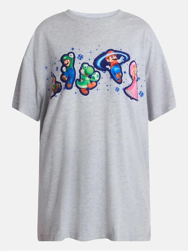 Super Mario Galaxy Movie Women's Oversized Graphic Tee with Short Sleeves, Sizes XXS-XXL | Walmart (US)