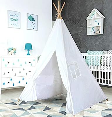 Teepee Tent for Kids | Tipi Tents Indoor Outdoor | Play Tent Foldable 5 Feet Tall 4 Poles | Custo... | Amazon (US)