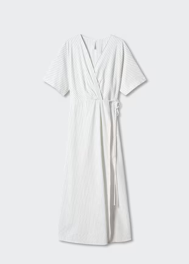 Striped wrap dress -  Women | Mango United Kingdom | MANGO (UK)
