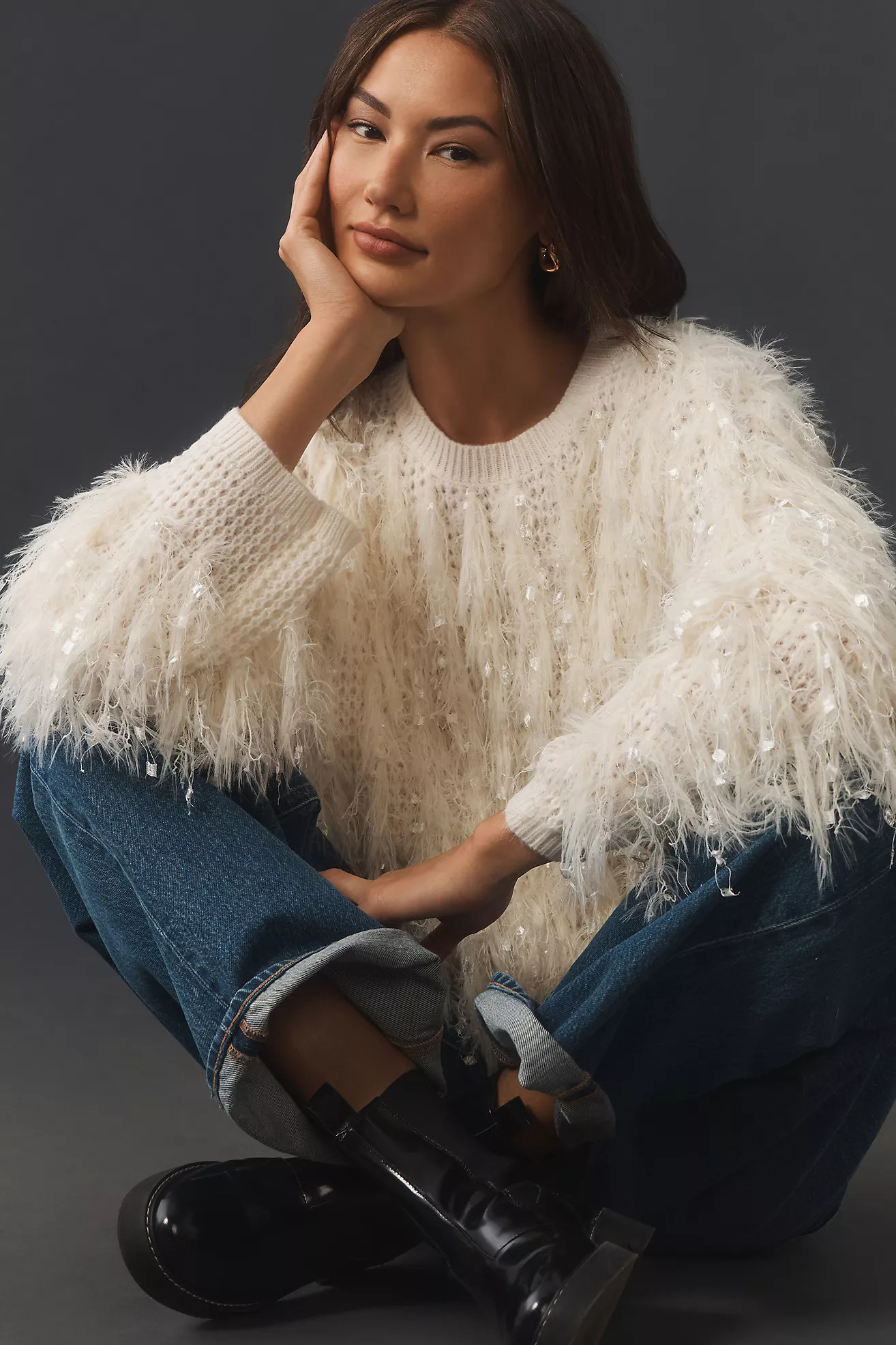 By Anthropologie Fluffy Shag Pullover Sweater | Anthropologie (US)