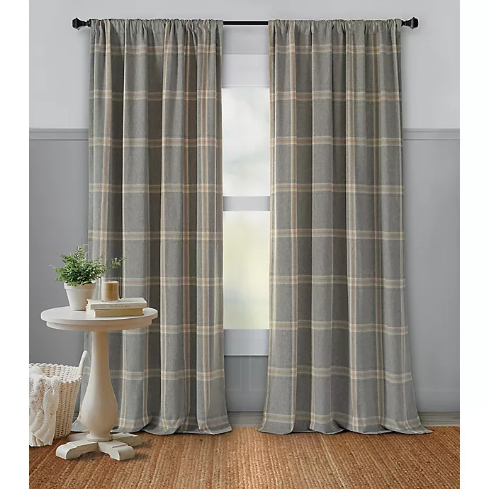 Bee & Willow™ Home Plaid Rod Pocket Room Darkening Window Curtain Panel | Bed Bath & Beyond | Bed Bath & Beyond
