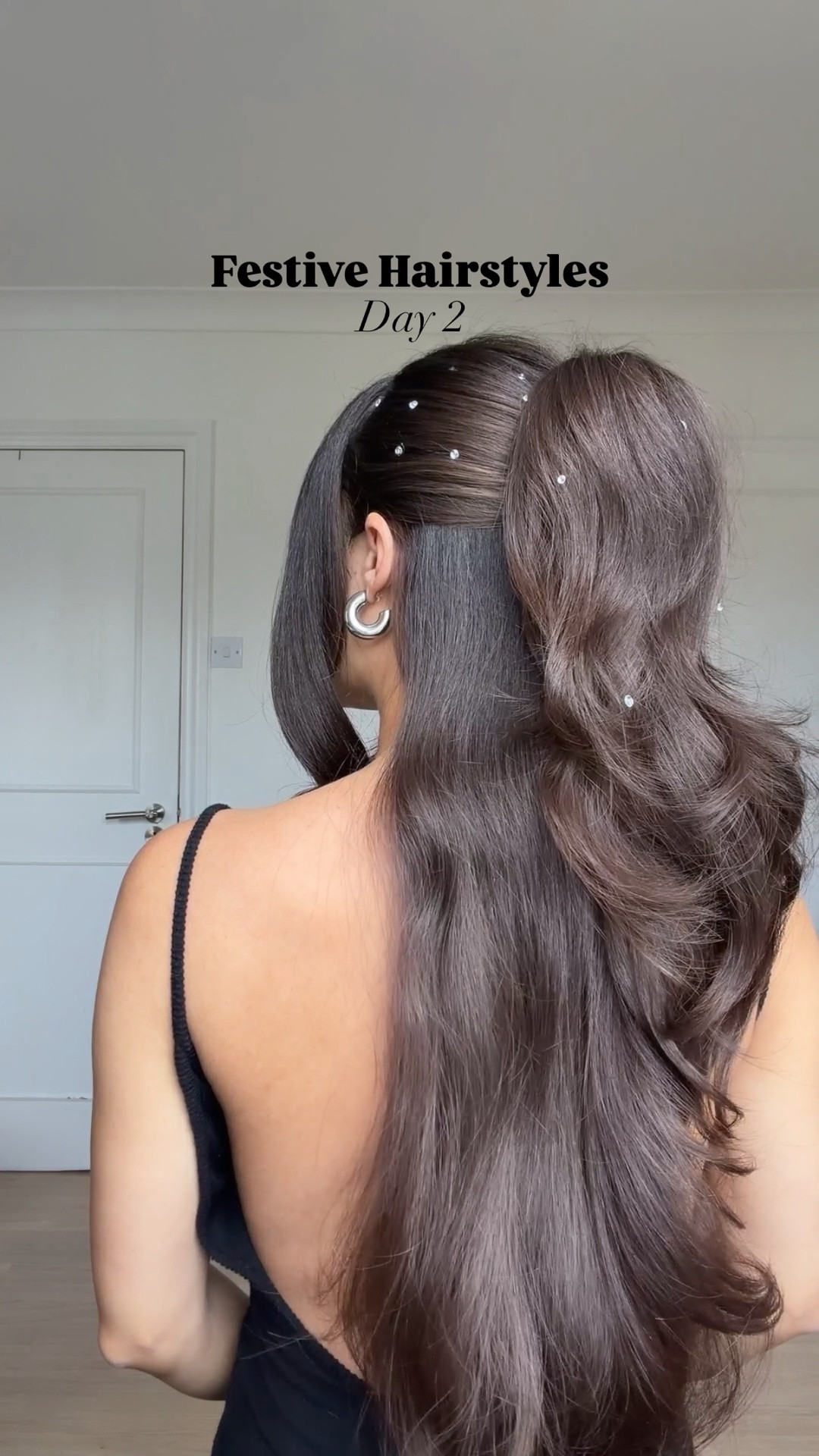 How to add volume to your half pony hairstyle 💎 I used a wax stick for that slick look. Add rhinestone stickers to make it festive! 

#LTKHoliday #LTKBeauty