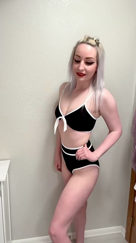 @Blooming Jelly US swimwear try-on part 6!✨🏝️🖤 #bloomingjellypartner 
This is my favorite bikini so far! I love the black & white with the tie front top + of course ya’ll know im all about the high waisted swim bottoms🙌🏻 Summer swim season is coming! This set is under $40 ⭐️ #bloomingjelly #bloomingjellyfashion #swimsuitcheck #summerswimwear #beachwear #bmjl #jellywood_ #swimwearhaul #summer2024countdown 

#LTKfindsunder50 #LTKparties #LTKswim