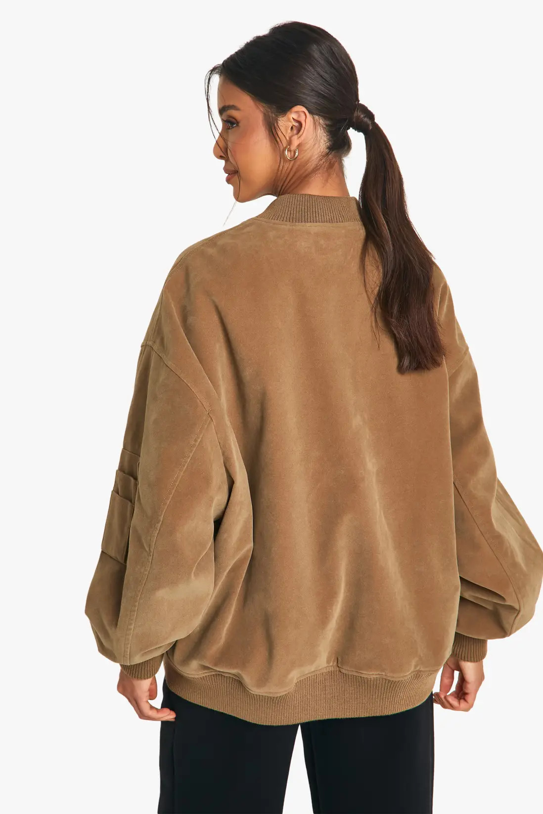 Vintage Suede Look Oversized Bomber Jacket | Boohoo.com (UK & IE)