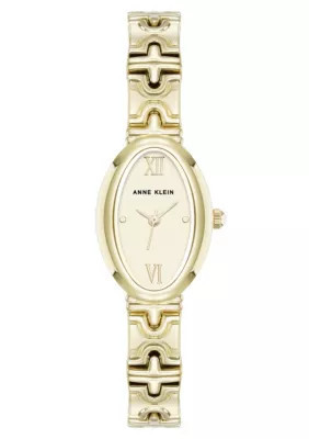 Anne Klein Women's Enduring Oval Gold-Tone Metal Alloy Bracelet Watch, 20mm, Gold | Belk