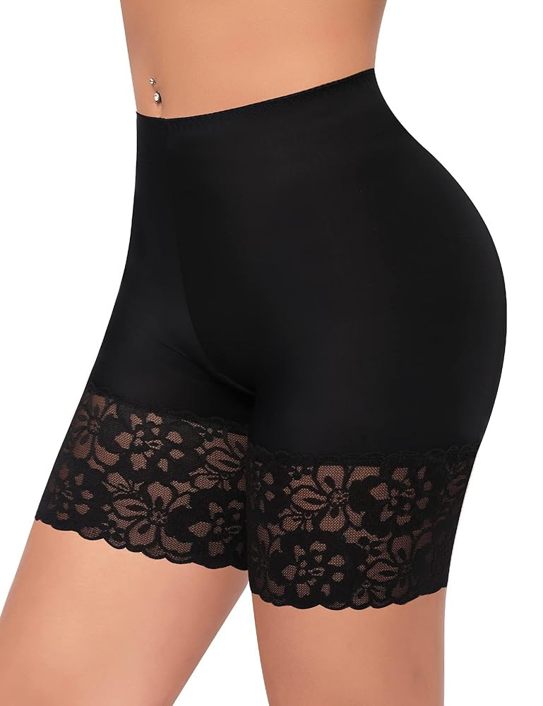 Slip Shorts for Under Dresses Women Anti Chafing Underwear Seamless Boyshorts Panties Lace Under ... | Amazon (US)