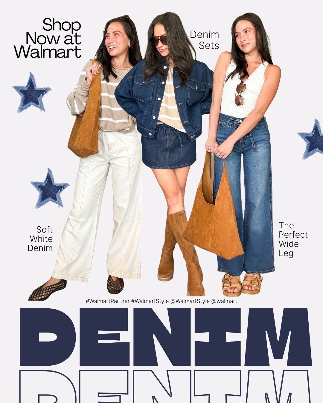 Denim is having a MOMENT. 👖✨ Chelsey styled these Walmart pieces, 3 totally different ways, from buttery soft, white denim to the cutest denim-on-denim set + a wide leg moment with that dreamy lace￼ top. Which look are you copying first? 👀   @WalmartStyle @Walmart 

 #WalmartPartner #WalmartStyle #LTKootd #LTKSaleAlert #LTKmomlife