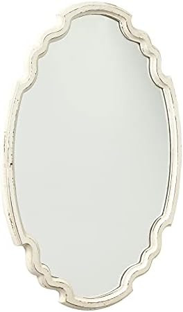Vintage Sculpted Oval Mirrors for Wall Decor Living Room 16 x 23 inch, Hanging Distressed White O... | Amazon (US)
