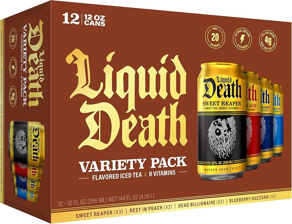 Liquid Death Iced Tea Variety Pack, 12-Pack (12 oz Cans), Low Calorie, Low Caffeine, No Artificia... | Amazon (US)