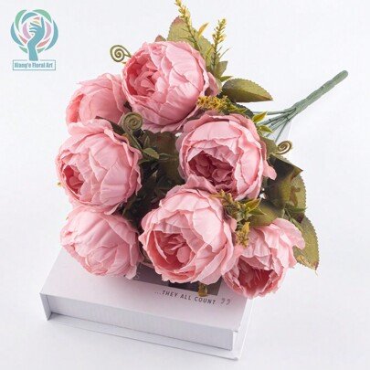 9 Pieces/Bunch European And American Palace Furniture Style Pink Artificial Peony Flowers For Daily Home Decoration, Party Wedding, Vase Decoration | SHEIN