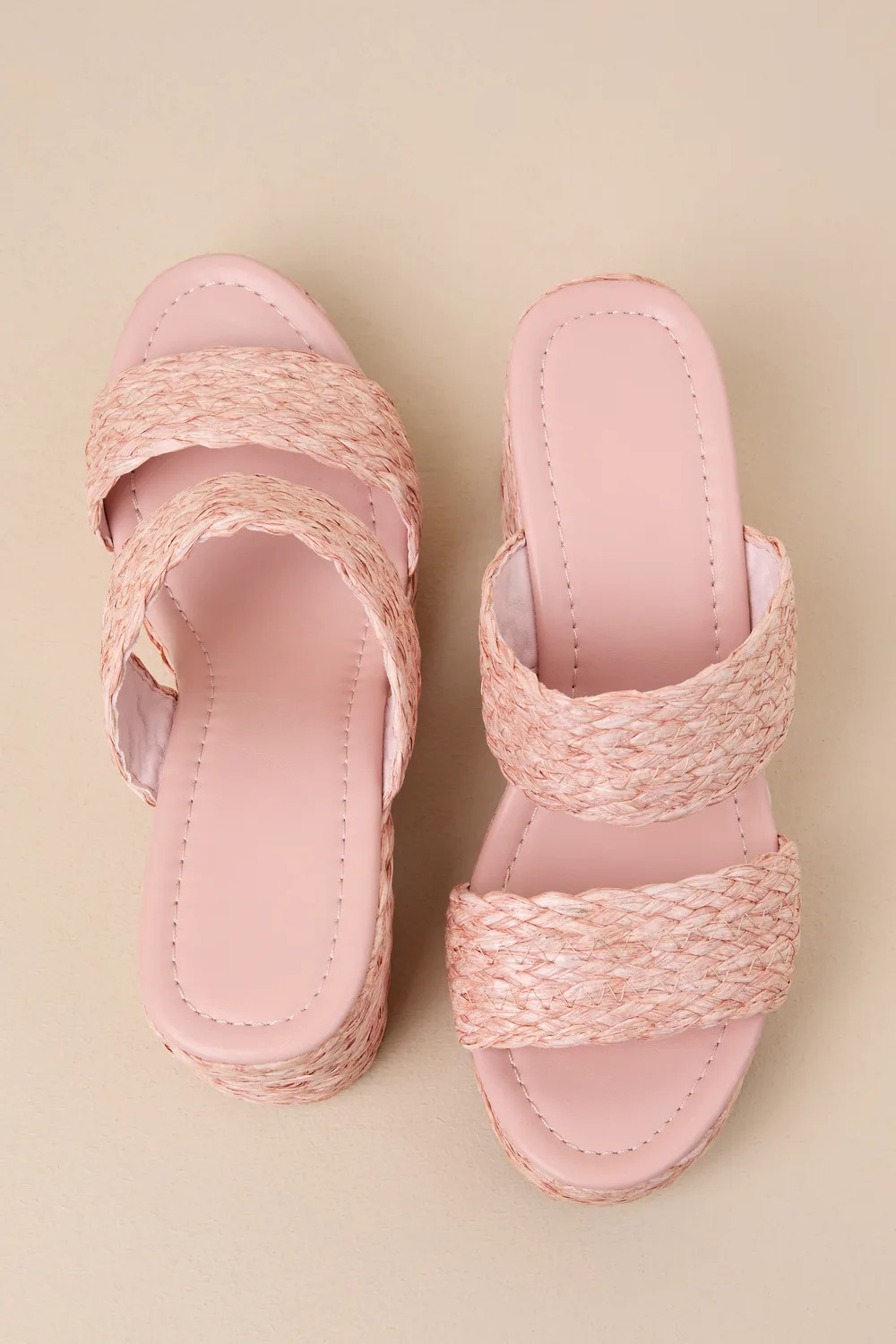 Mundri Pink Raffia Platform Slide Sandals | Lulus