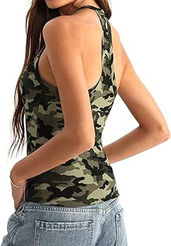 Danysu V Neck Racer Back Tank Top for Women Padded Ribbed Long Tank Fitted Basic Cami Tops | Amazon (US)