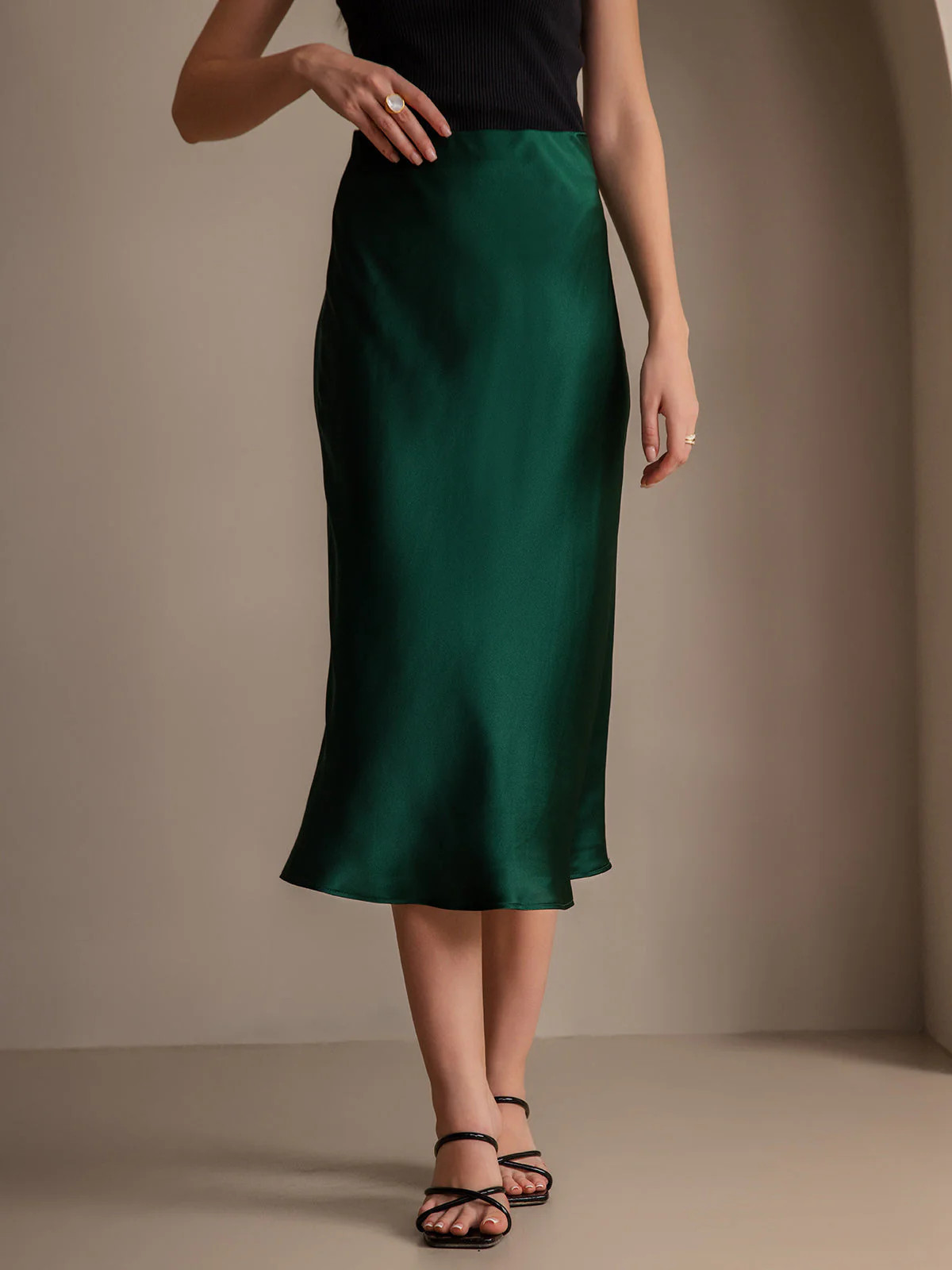 19Momme 100% Mulberry Silk Stretch Long Straight Skirt | SilkSilky