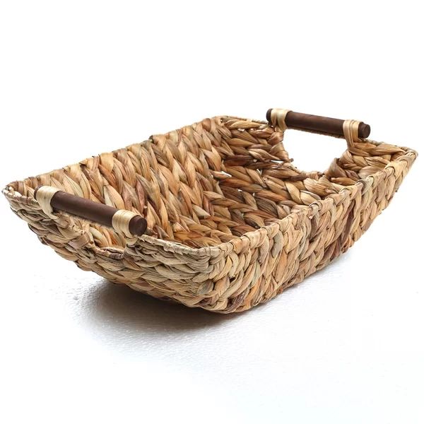 Hyacinth and Wood Handled Wicker Basket | Wayfair North America