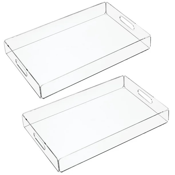 mDesign Modern Acrylic Rectangular Serving Tray with Built-In Handles for Food, Tea, Coffee, Brea... | Walmart (US)