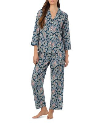 3/4 Sleeve Classic Lawn Notch Collar Ankle Pant Pajama Set | Bloomingdale's (US)